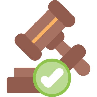 Hukuki Çözüm Düz Simgesi, Basit Tasarımlı Vektör İllüstrasyonu