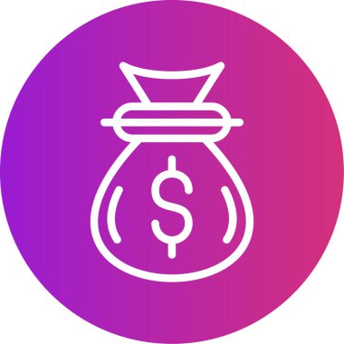 Para Torbası Çizgisi Gradyan Çemberi Simgesi, Basit Tasarımlı Vektör Resimleri