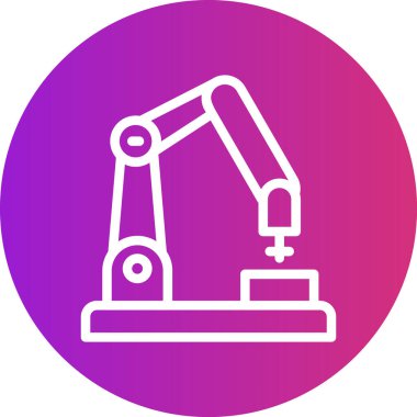 Üretim Teknolojisi Çizgisi Gradyan Çemberi Simgesi, Basit Tasarımlı Vektör Resimleri