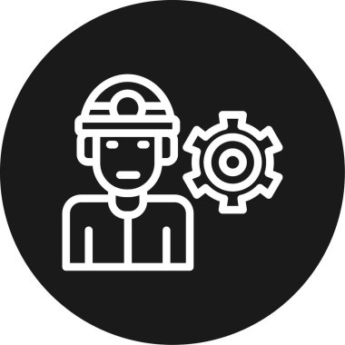 Üretim Yönetimi Çizgisi Çemberi BG Simgesi, Basit Tasarımlı Vektör Resimleri