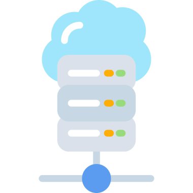 Bulut Sağlama Sunucusu Düz Simgesi, Basit Tasarımlı Vektör Resimleri