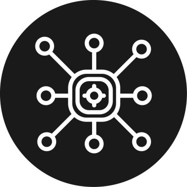 Ağ Düğümleri ve Bağlantı Çemberi BG Simgesi, Basit Tasarımla Vektör Resimleri