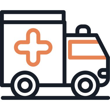 Ambülans Çizgisi Simgesi, Basit Tasarımlı Vektör Resimleri