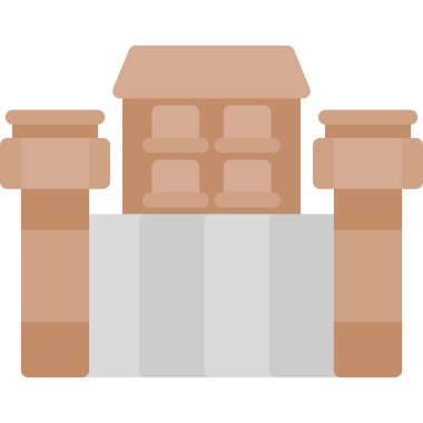 Hapishane Avlusu Düz Simgesi, Basit Tasarımlı Vektör İllüzyonu