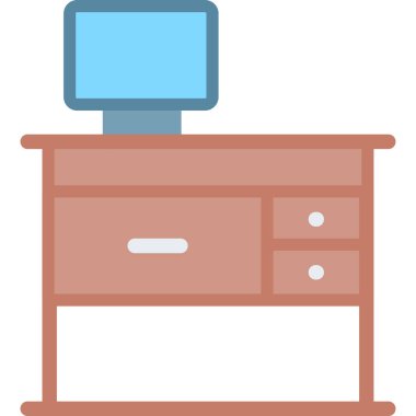 Ofis Odası Düz Simgesi, Basit Tasarımlı Vektör Resimleri