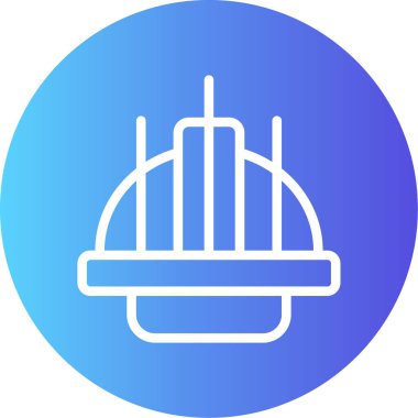 Hard Hat Çizgisi Gradyan Çemberi Simgesi, Basit Tasarımlı Vektör Resimleri