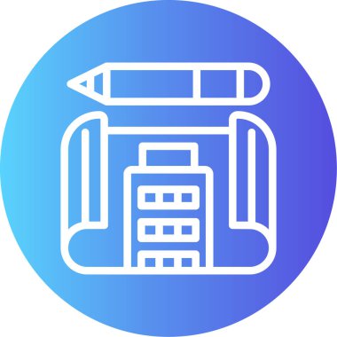 Mavi Yazdırma Çizgisi Gradyan Çemberi Simgesi, Basit Tasarımlı Vektör Resimleri