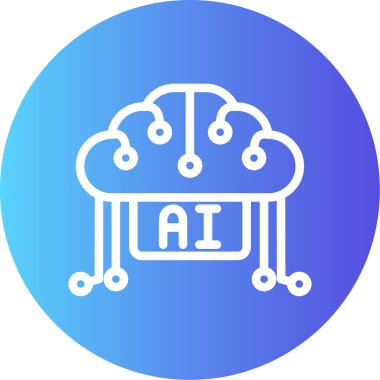 Yapay Bulut Hesaplama Satırı Gradyan Çember Simgesi, Basit Tasarımlı Vektör Resimleri