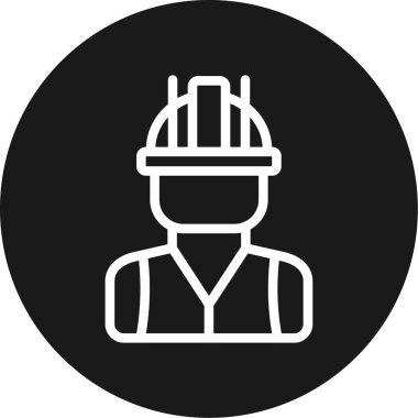 İnşaat İşçi Hattı Çemberi BG Simgesi, Basit Tasarımlı Vektör Resimleri