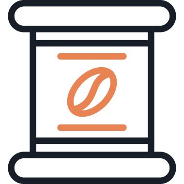 Kahve Torbası Çizgisi Simgesi, Basit Tasarımlı Vektör İllüzyonu