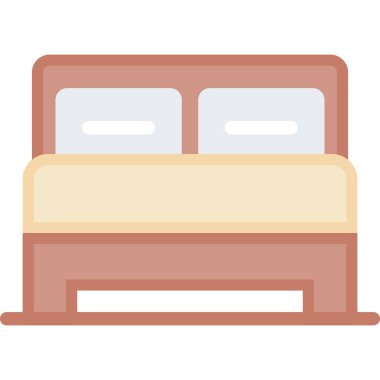 Otel Odası Düz Simgesi, Basit Tasarımlı Vektör Resimleri