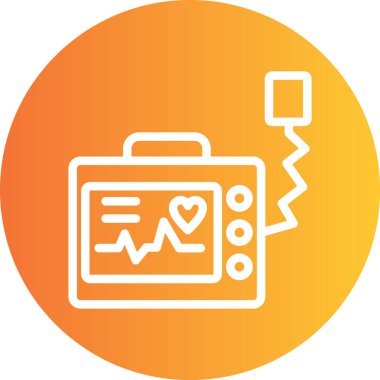 Defibrilatör Çizgisi Gradyan Çemberi Simgesi, Basit Tasarımlı Vektör Resimleri