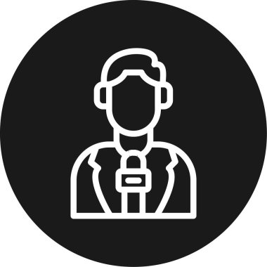 Haber muhabiri Satırı Çemberi BG Simgesi, Basit Tasarımlı Vektör Resimleri