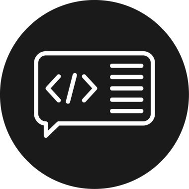 Kod Yorum Çizgisi Çemberi BG Simgesi, Basit Tasarımlı Vektör İllüstrasyonu