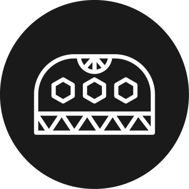 Müslüman Cap Çizgisi Çemberi BG Simgesi, Basit Tasarımlı Vektör İllüzyonu