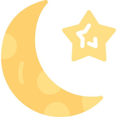 Hilal Ay Düz Simgesi, Basit Tasarımlı Vektör Resimleri