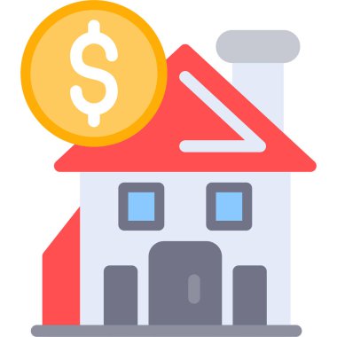 Gayrimenkul Yatırım Sabit Simgesi, Basit Tasarımlı Vektör İllüstrasyonu