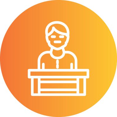 Resepsiyonist Satır Gradyan Çemberi Simgesi, Basit Tasarımlı Vektör Resimleri