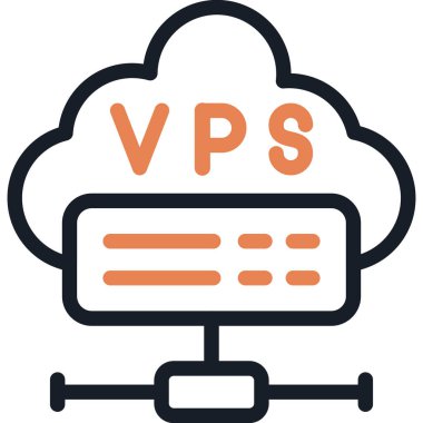 VPS Sunucu Satırı Simge Ögesi, Basit Tasarımlı Vektör İllüstrasyonu