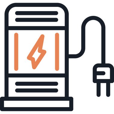 Elektrik Otomobili Şarj Hattı Simgesi, Basit Tasarımlı Vektör Resimleri