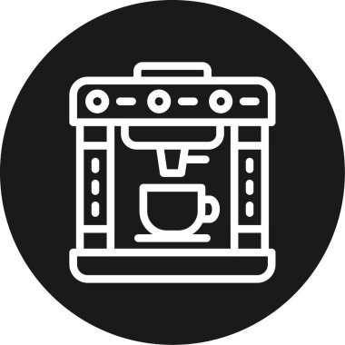 Kahve Üreticisi Hattı BG Simgesi, Basit Tasarımlı Vektör İllüstrasyonu