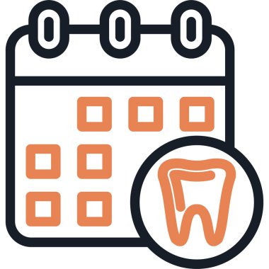 Diş Sağlama Takvimi Satırı Simgesi, Basit Tasarımlı Vektör Resimleri