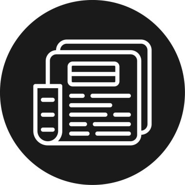 Haber Satırı Çemberi BG Simgesi, Basit Tasarımlı Vektör İllüstrasyonu