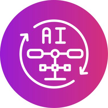 Yapay Zeka Çalışma Çizgisi Gradyan Çemberi Simgesi, Basit Tasarımlı Vektör Resimleri