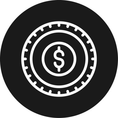 Bozuk Para Çizgisi Çemberi BG Simgesi, Basit Tasarımlı Vektör Resimleri