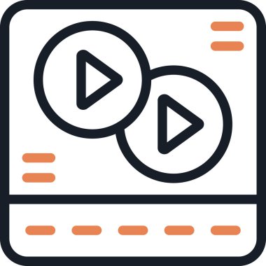 Video Oynatıcı Satırı Simgesi, Basit Tasarımlı Vektör Resimleri