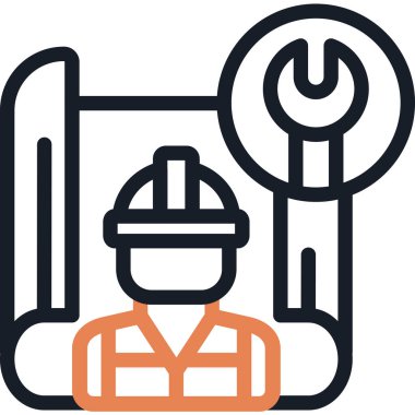 Endüstriyel İş Gücü Çizgisi Simgesi, Basit Tasarımlı Vektör Resimleri