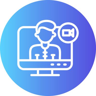 Video Konferans Satırı Gradyan Çemberi Simgesi, Basit Tasarımlı Vektör Resimleri