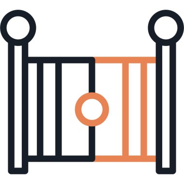 Gated Community Line Due Icon, Basit Tasarımlı Vektör İllüstrasyonu