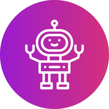 Eğitim Robotları Çizgisi Gradyan Çemberi Simgesi, Basit Tasarımlı Vektör Resimleri