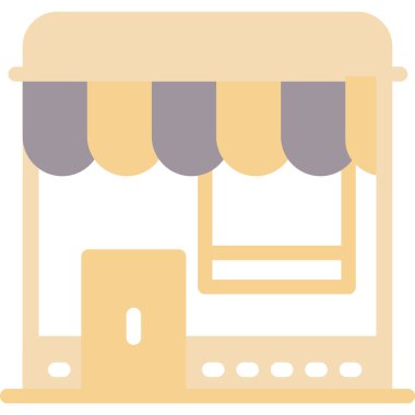 Kahve Dükkanı Düz Simge, Basit Tasarımlı Vektör İllüzyonu