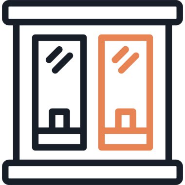 Otel Balkon Hattı Simge Ögesi, Basit Tasarımlı Vektör İllüstrasyonu