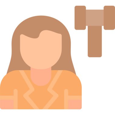 Cezaevi Mahkemesi Düz Simgesi, Basit Tasarımlı Vektör İllüstrasyonu