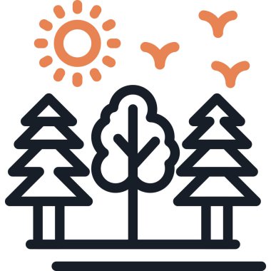 Forest Line Due Simgesi, Basit Tasarımlı Vektör Resimleri