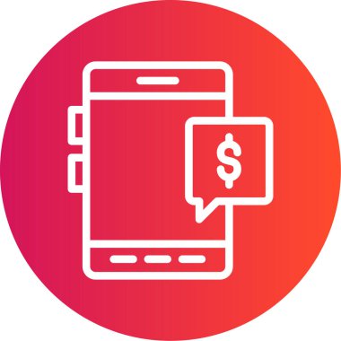 Mobil Ödeme Satırı Gradyan Çemberi Simgesi, Basit Tasarımlı Vektör Resimleri