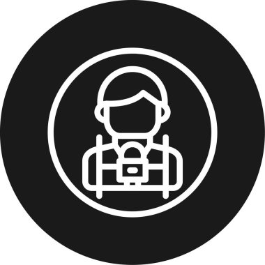 Gazeteci Satırı Çemberi BG Simgesi, Basit Tasarımlı Vektör İllüstrasyonu