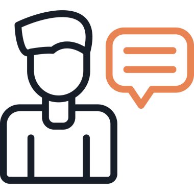 Halka Açık Konuşma Yetenekleri Satırı Simgesi, Basit Tasarımlı Vektör İllüzyonu