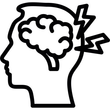 Stres Sembollü Beyin, Basit Tasarımlı Vektör İllüzyonu