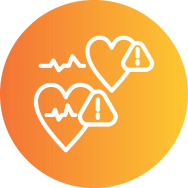 Kalp Semptomları Çizgisi Gradyan Çember Simgesi, Basit Tasarımlı Vektör İllüstrasyonu