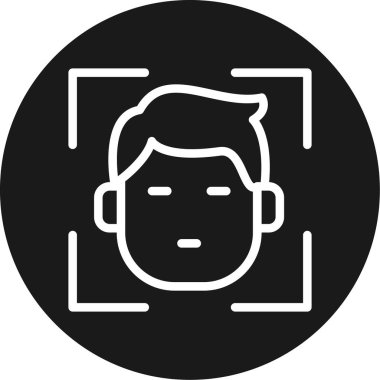 Yüz Tanıma Çizgisi Çemberi BG Simgesi, Basit Tasarımlı Vektör Resimleri