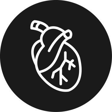 Koroner Arter Çizgisi Çemberi BG Simgesi, Basit Tasarımlı Vektör Resimleri