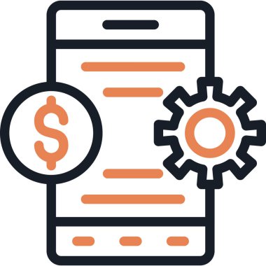 Fintech Satır Simgesi, Basit Tasarımlı Vektör Resimleri