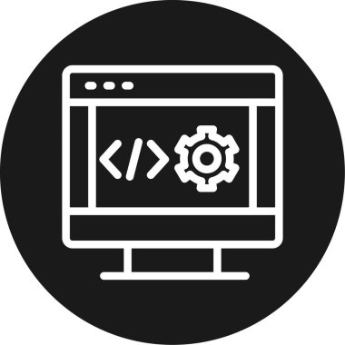 Kodlama Ortamı Çemberi BG Simgesi, Basit Tasarımlı Vektör Resimleri