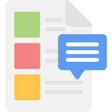 Belge Yorumu Düz Simgesi, Basit Tasarımlı Vektör İllüstrasyonu