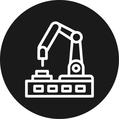 Fabrika Otomasyon Hattı Çemberi BG Simgesi, Basit Tasarımlı Vektör Resimleri