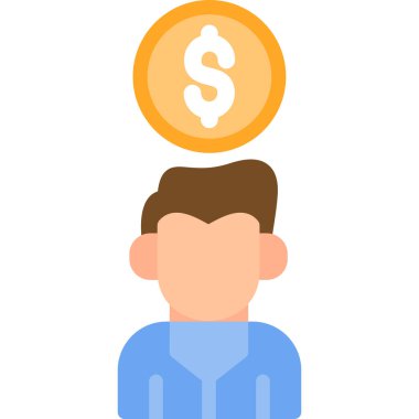 İş Liderliği Düz Simgesi, Basit Tasarımlı Vektör İllüstrasyonu